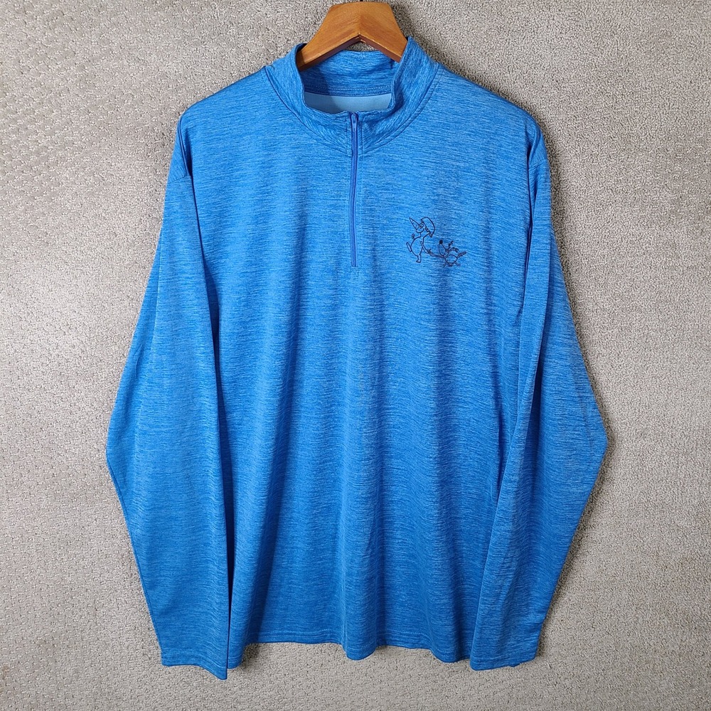 Leslie Jordan Shirt Mens 3XL Blue Heather Marquis Quarter Zip Pullover Polyester